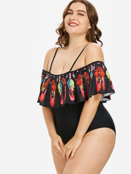 Women's feather shoulder sexy plus fat plus Dalian body bikini