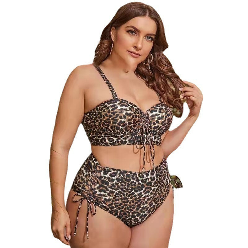 Fat Woman Leopard Print Hard Bag Bikini