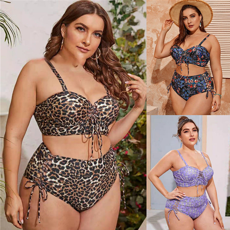 Fat Woman Leopard Print Hard Bag Bikini